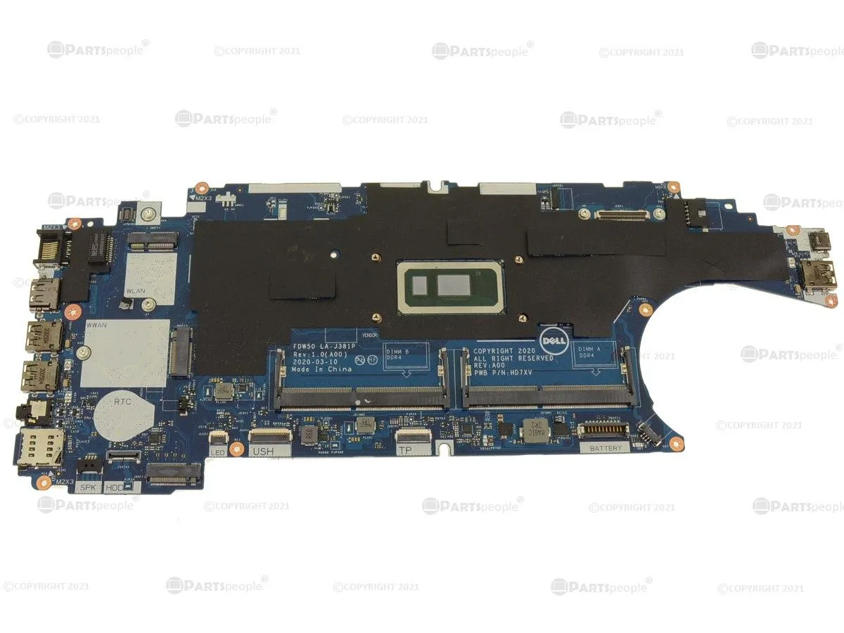 Green Dell Latitude 5510 motherboard with silver i5-10210U processor at 1.6GHz
