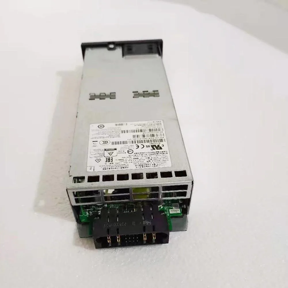 Rectangular metal power supply unit with ventilation grille and label showing model PWR-4460-650-AC
