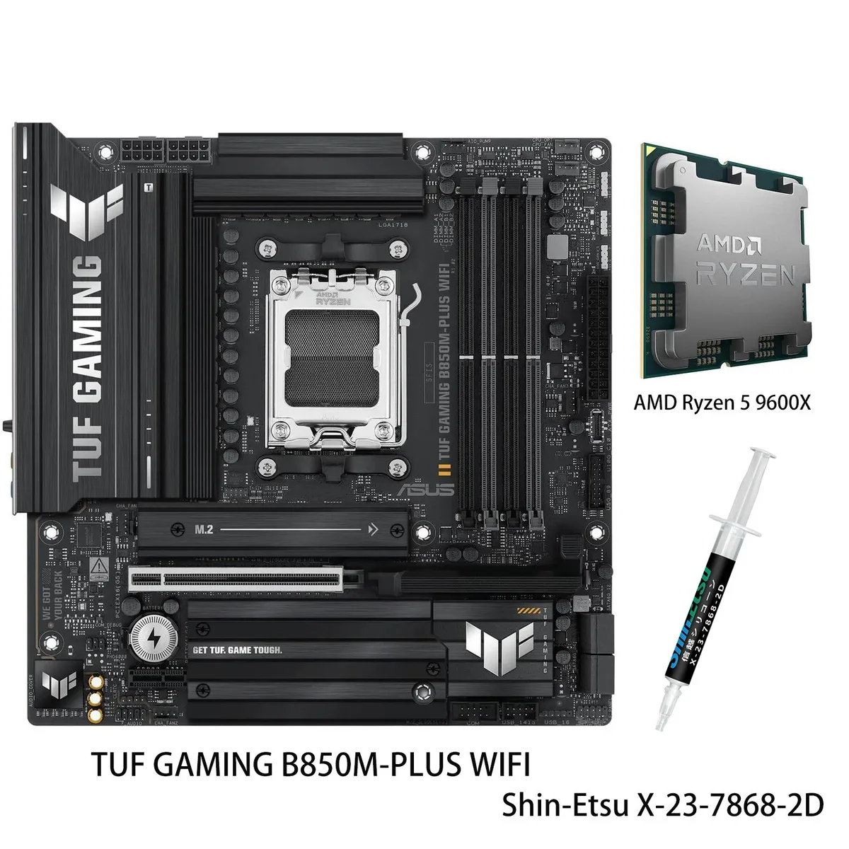 ASUS ASUS TUF GAMING B850M-PLUS WIFI AMD motherboard & Ryzen 5 9600X CPU combo — product photo
