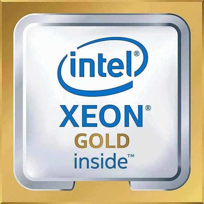 Rectangular green PCB with gold contact pads and silver metal heat spreader marked Intel Xeon Gold 5420+