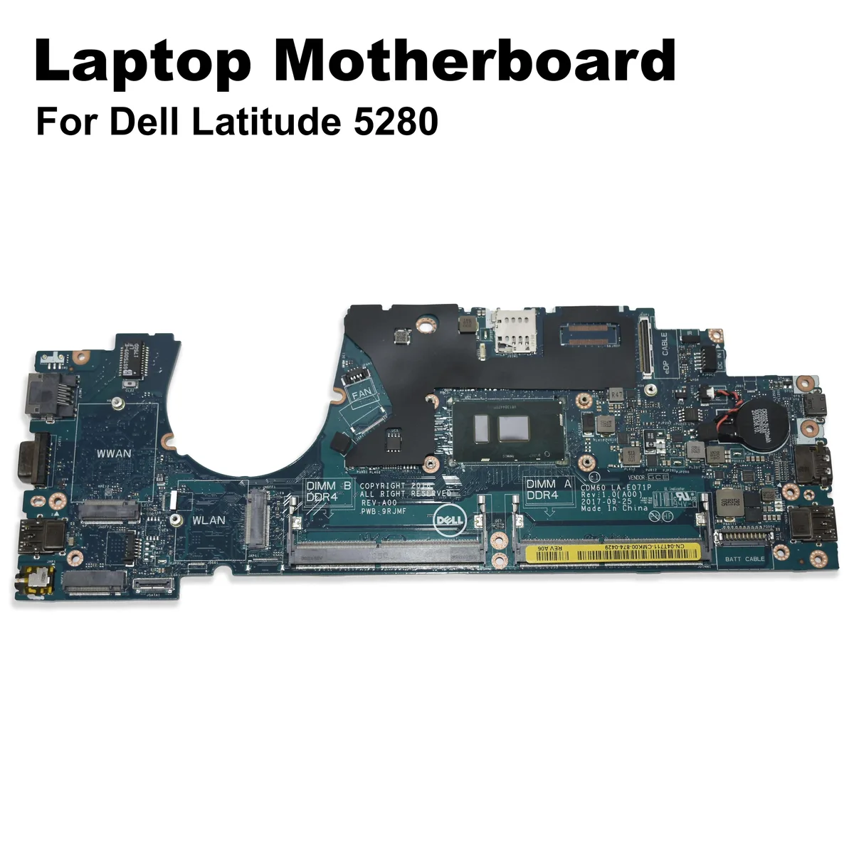 DELL DELL Latitude 5280 Core i5-7300U 2.60 GHz Motherboard 4T711 — photo du produit