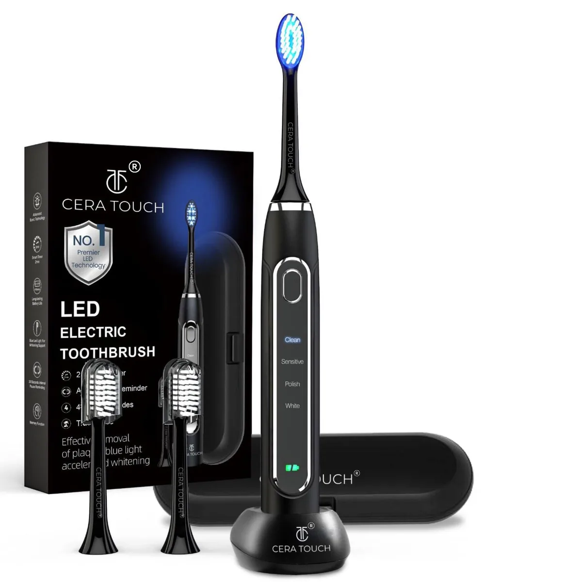  Cera Touch CT-2T 6 Blue LED Electric Toothbrush Black — preces foto