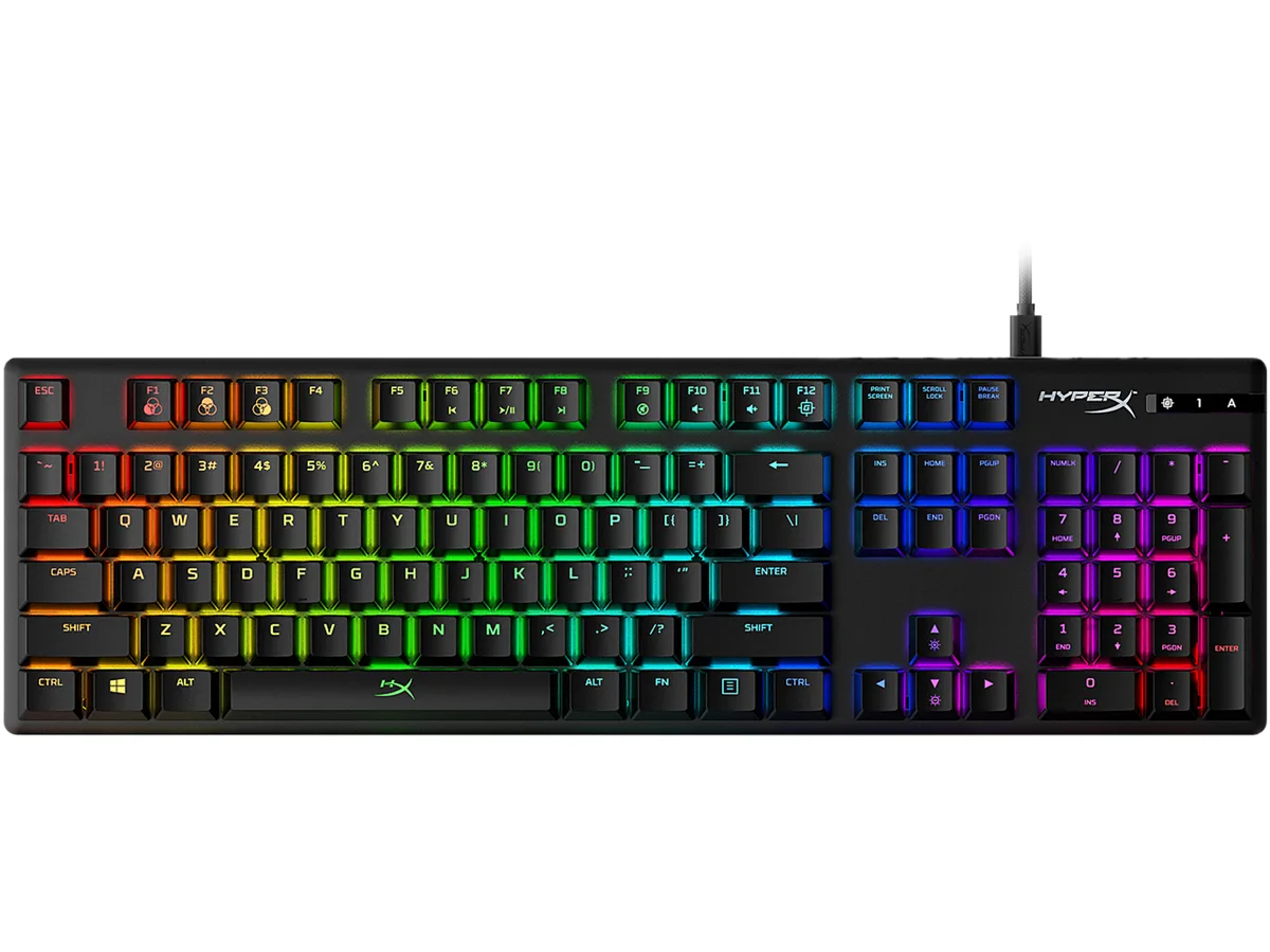 Black compact mechanical keyboard with RGB backlighting and detachable USB-C cable