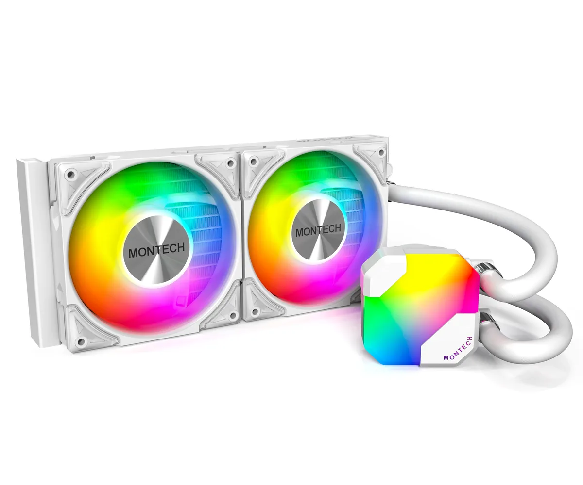 Montech Montech HyperFlow ARGB 240 W liquid cooler 27mm 120mm fans 3100RPM pump White — product photo