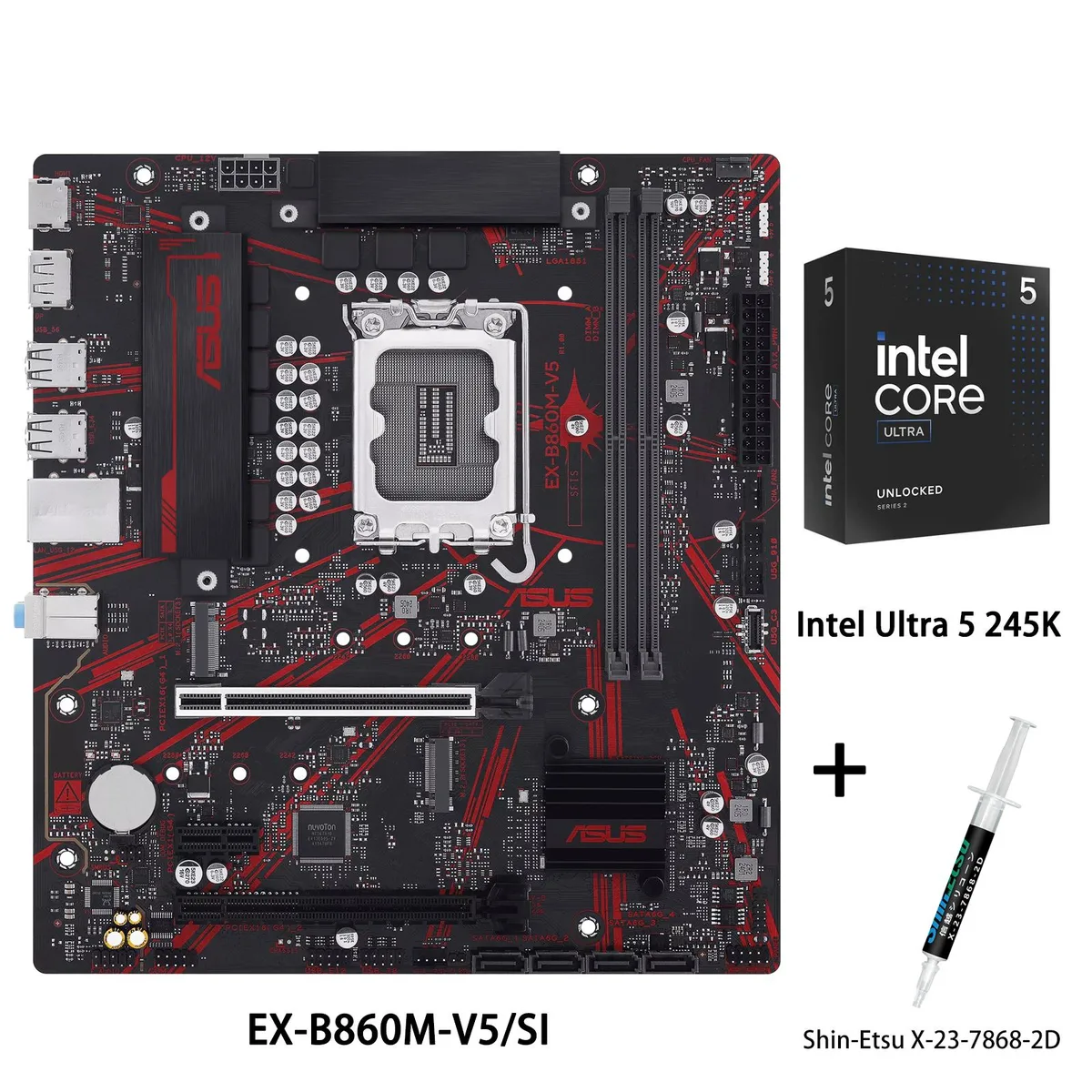ASUS ASUS EX-B860M-V5/SI Intel Motherboard & Ultra 5 245K Combo — product photo