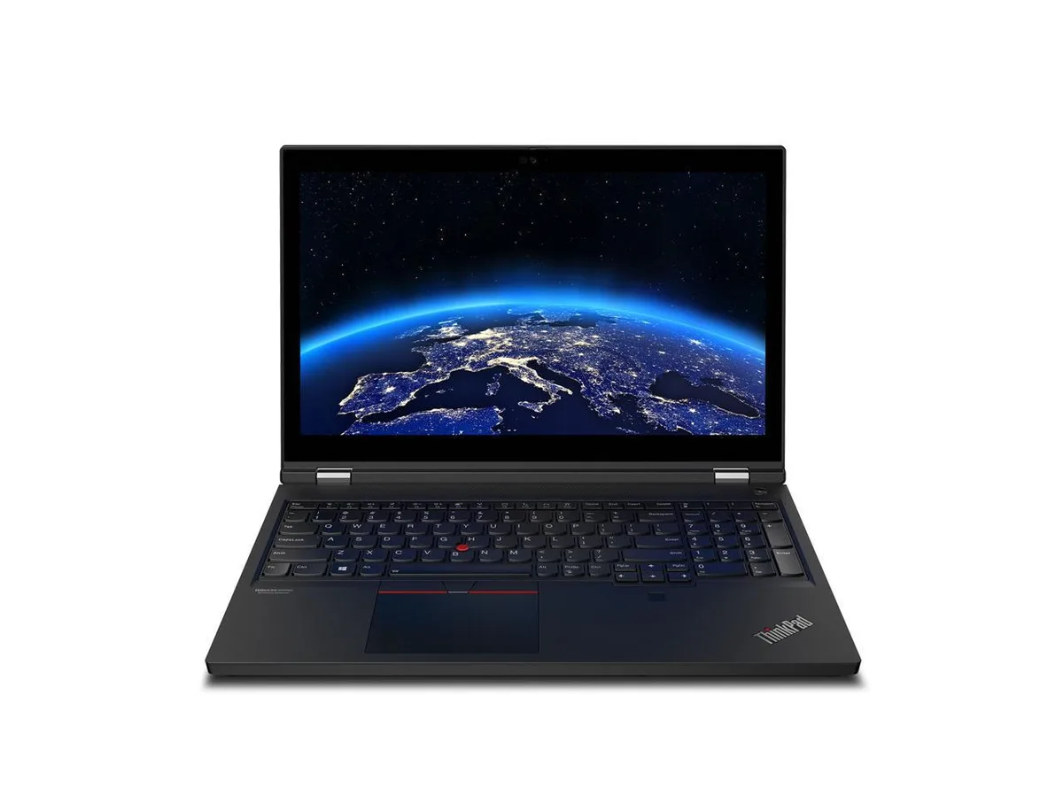Black ThinkPad P15 workstation laptop with 15.6 inch 4K touchscreen OLED display