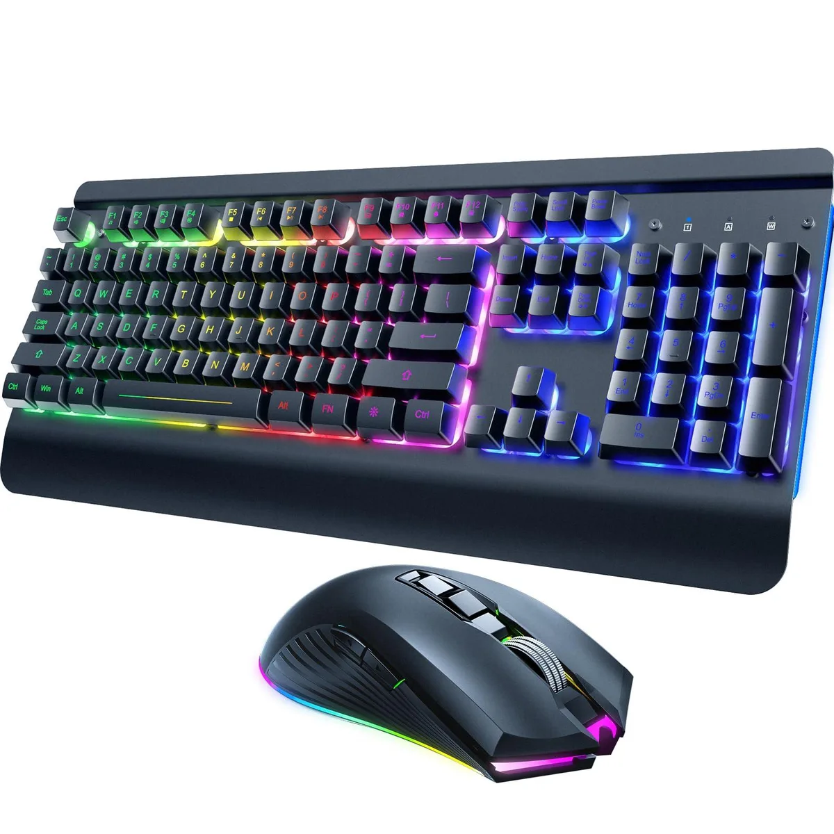 RisoPhy PC428 Wireless Gaming Keyboard and Mouse Combo 7 Color Backlit 3200 DPI Metallic — 商品照片