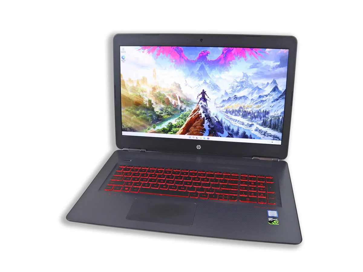 Black 17.3-inch gaming laptop with Full HD display and backlit keyboard