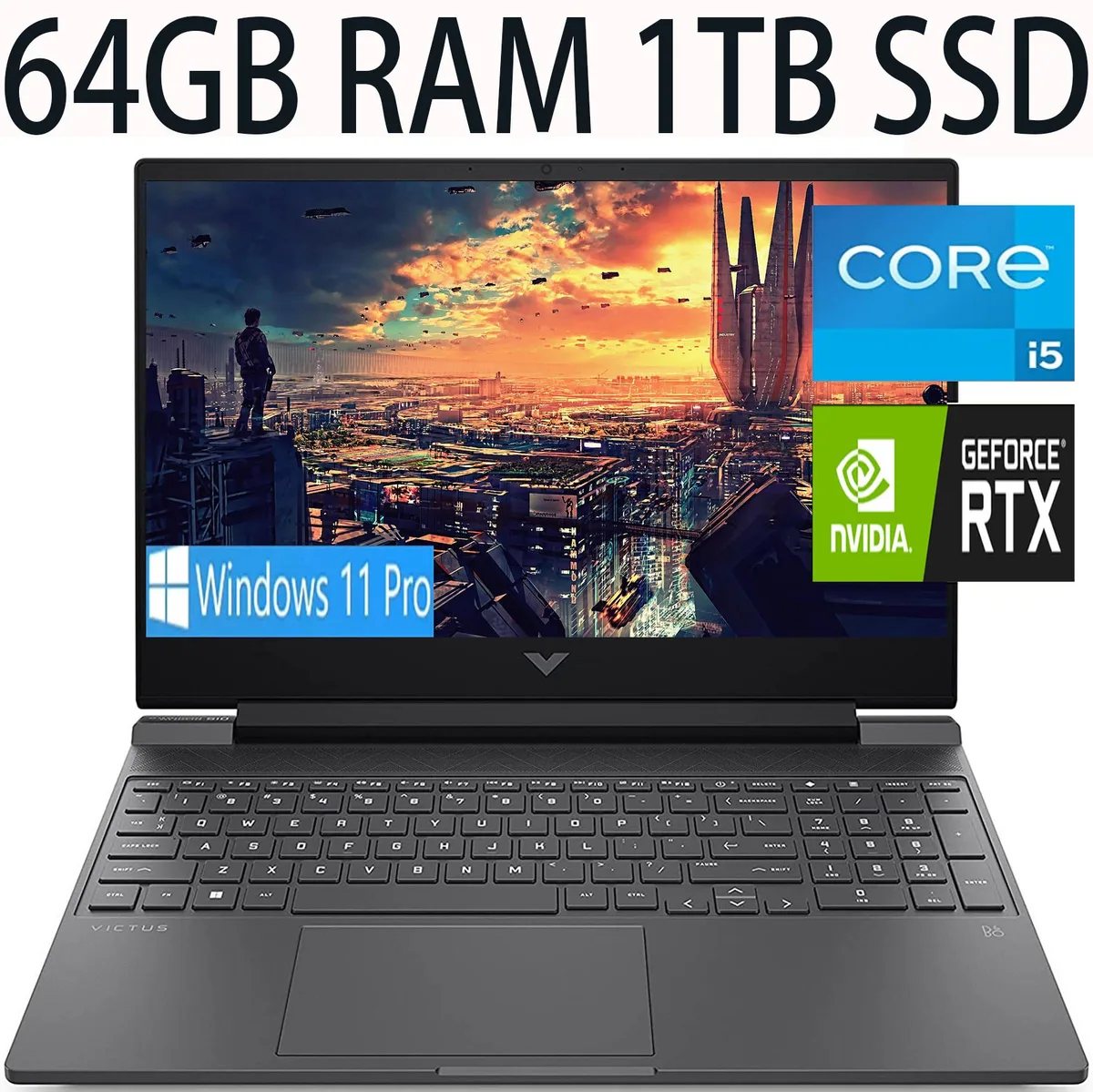 Silver gaming laptop, 15.6 inch anti-glare display, thin profile