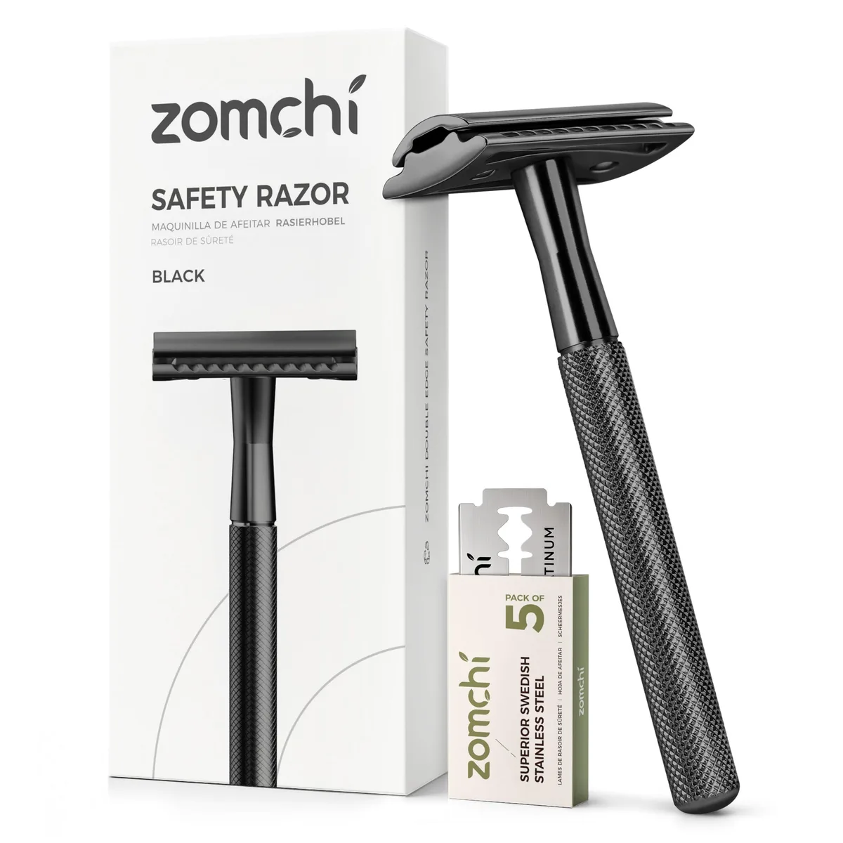  Northwest RZ-005 Double Edge Safety Razor Black 5 blades — foto del prodotto