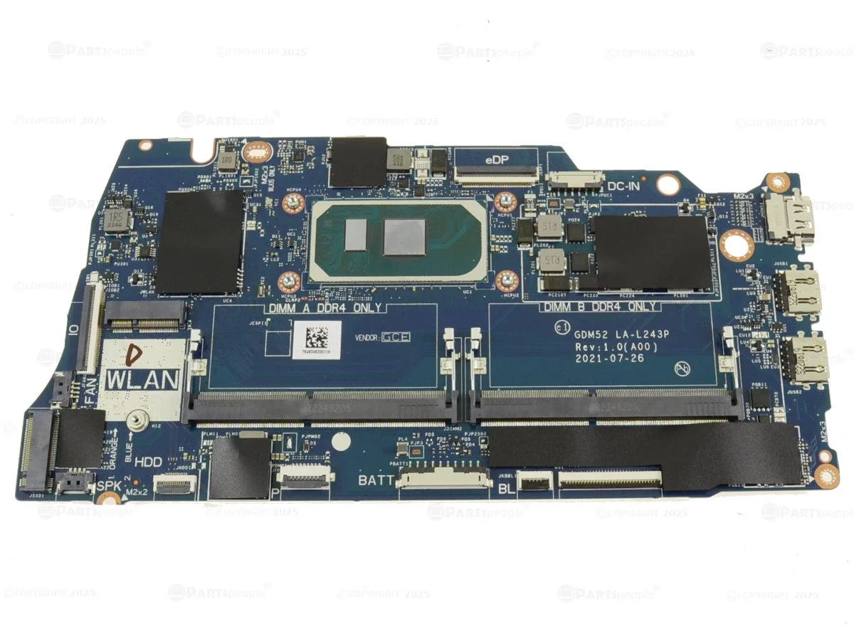 Green Dell Vostro 3510 laptop motherboard with integrated Intel i5-1035G1 processor