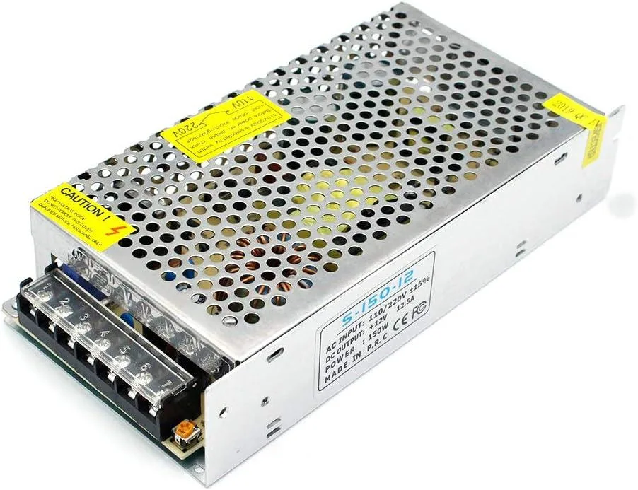 Metal enclosed power supply unit with cooling fan and screw terminals
