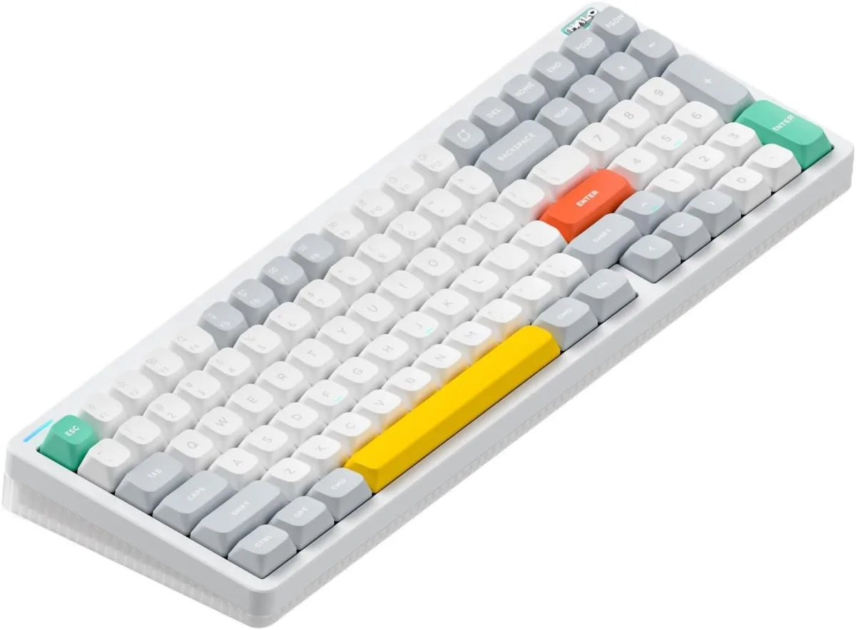 WISDUM WISDUM Halo96 V2 96% Wireless Gaming Keyboard White Raspberry Switches 46gf — product photo