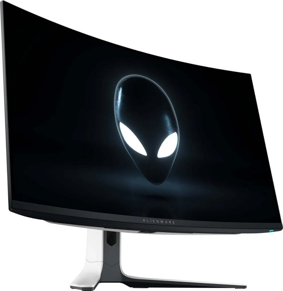 31.6 inch curved QD OLED gaming monitor in Lunar Light finish