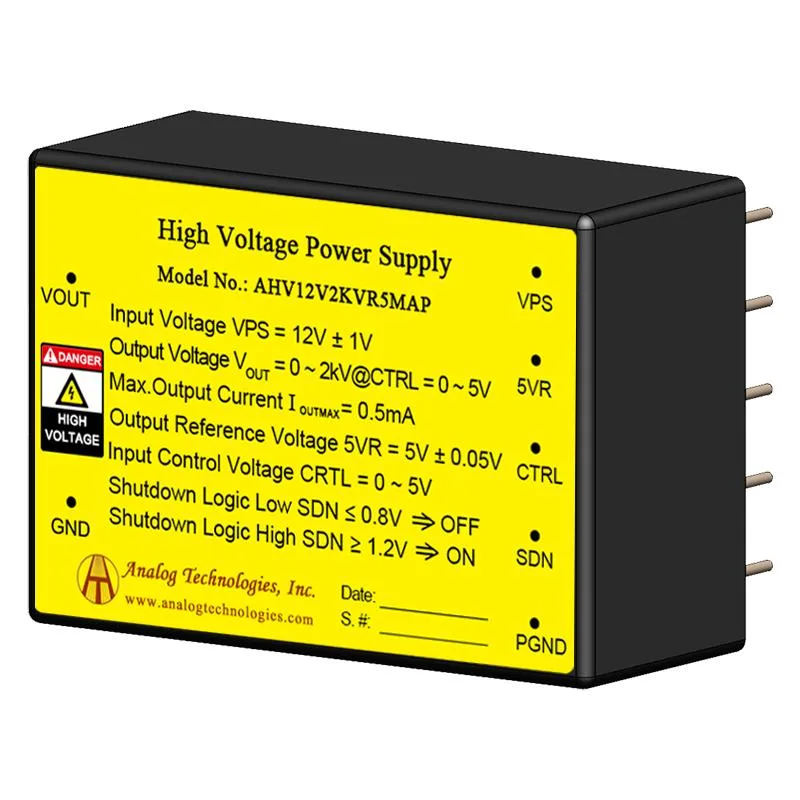 Analog Technologies Analog Technologies Compact DIP High Voltage Power Supply 0 to 2kV .5mA 12V Input — product photo