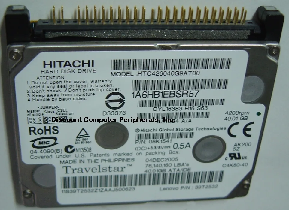 HGST HGST Travelstar C4K60 HTC426040G9AT00 40 GB 1.8" IDE laptop hard drive — produktbild