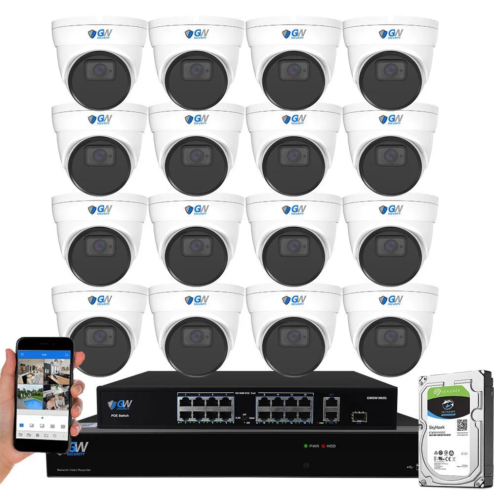 GW Security Inc. GW Security Plug N Play GW5516NPN 16CH 12MP 2TB NVR Kit with 16 Dome Cameras — product photo