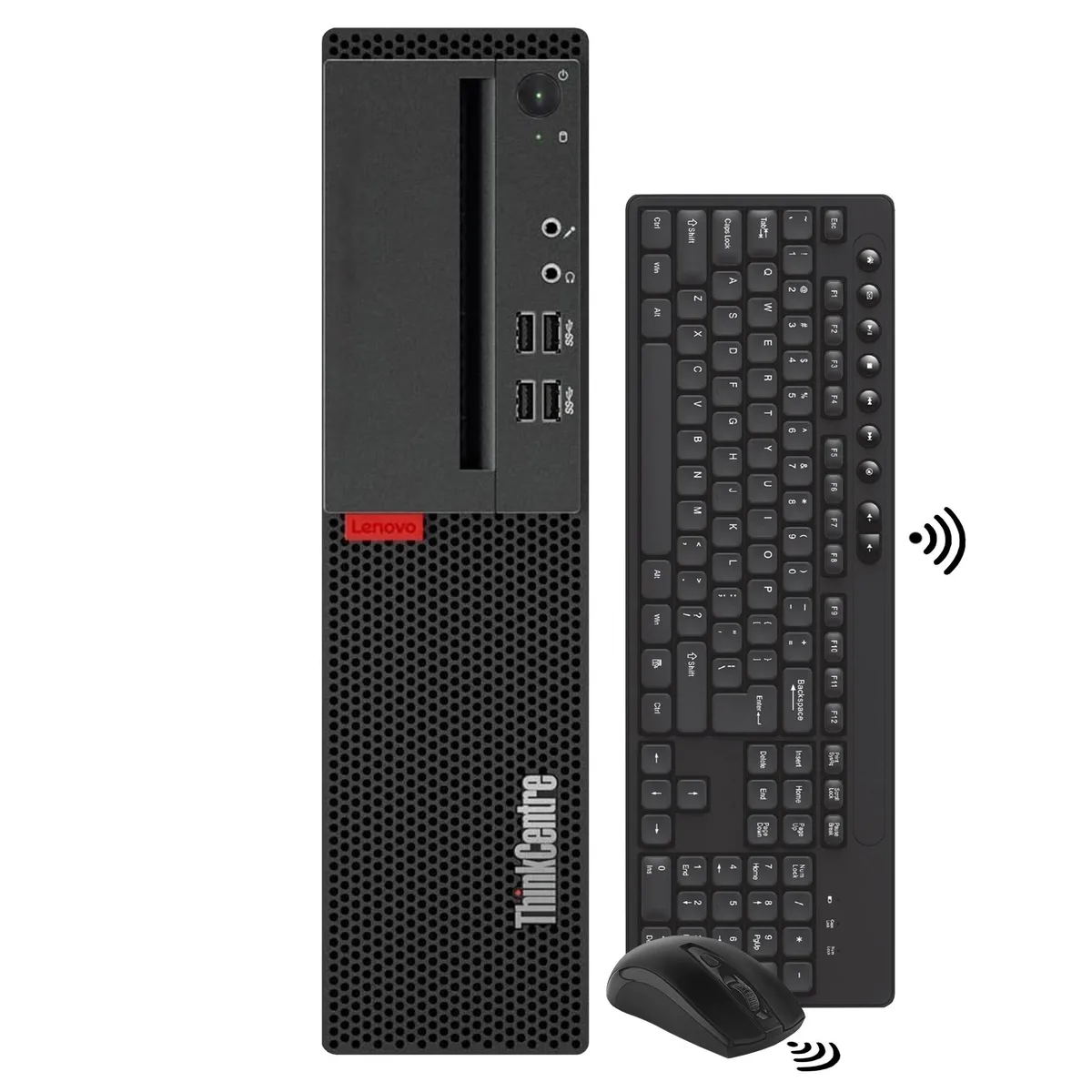 Compact black Lenovo ThinkCentre M910s small-form-factor desktop tower