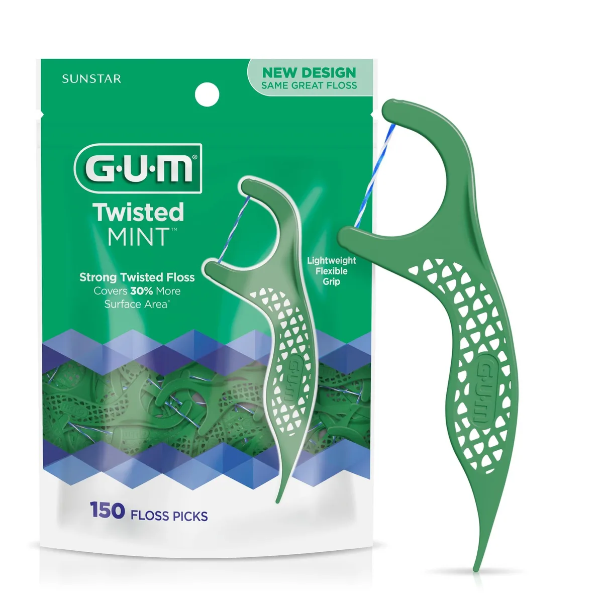  GUM 828RR15 Twisted Mint Dental Floss Picks 150 Count — product photo