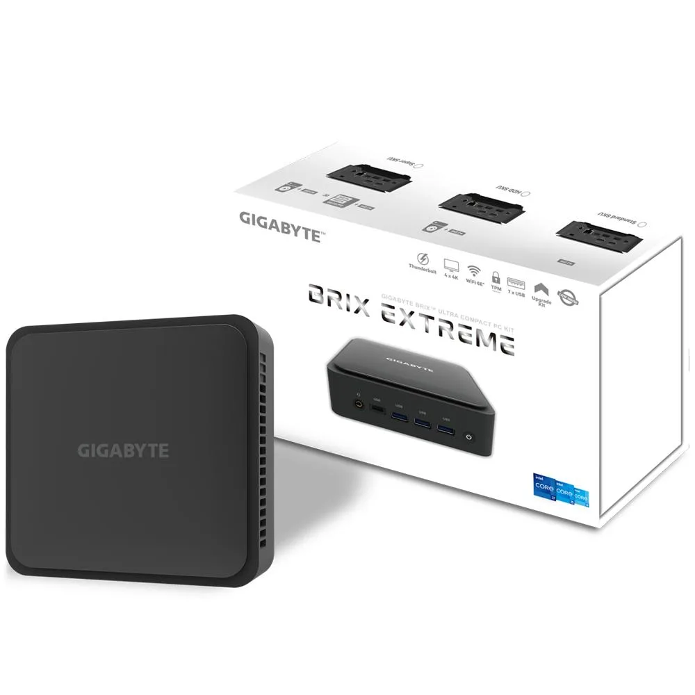 Black square mini PC barebone with compact chassis