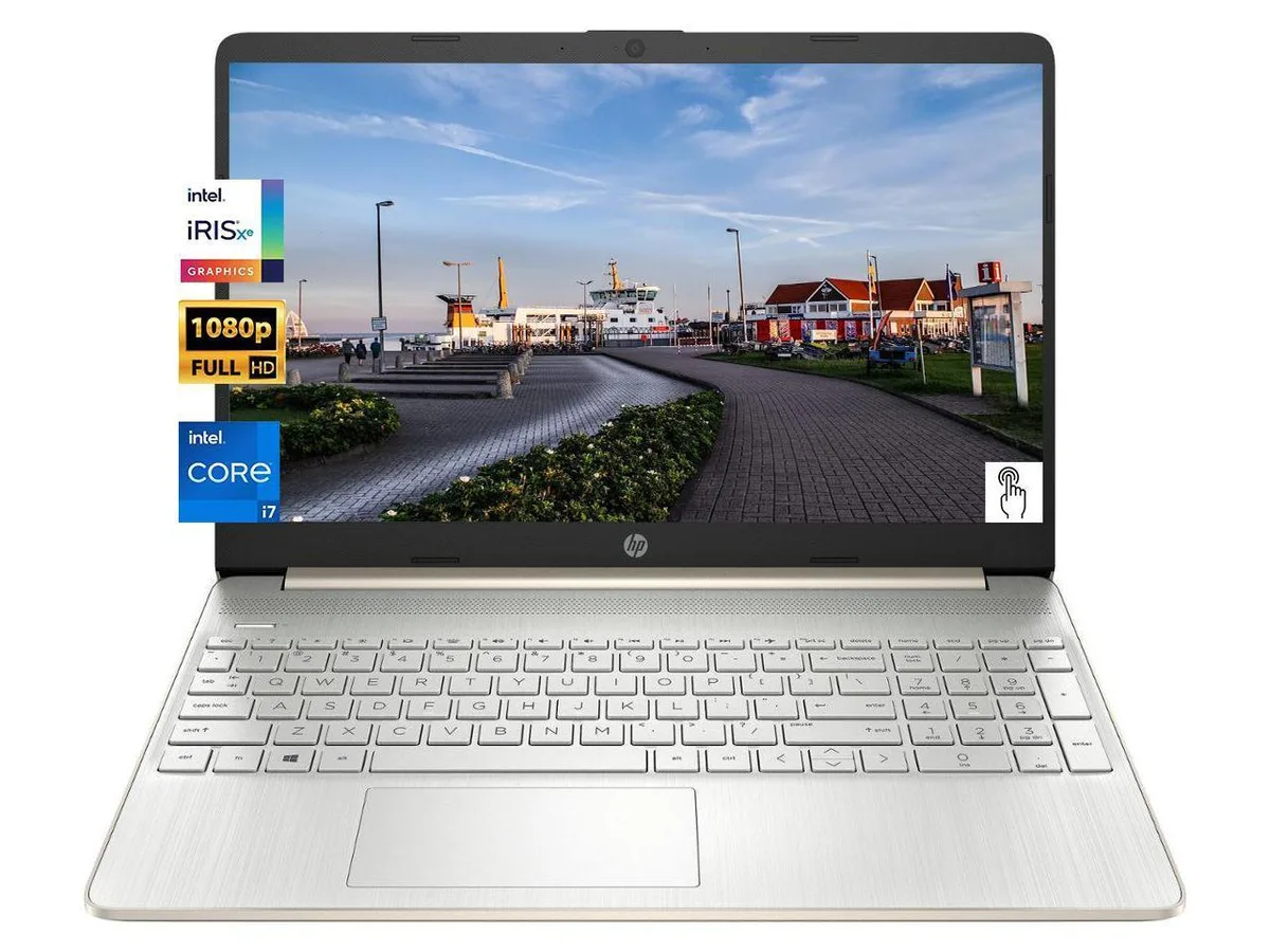Silver 15.6 inch touchscreen laptop with full HD display