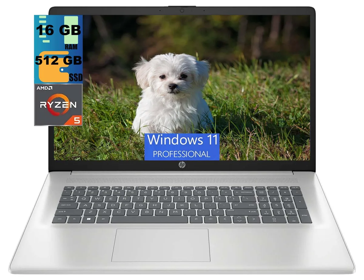 HP HP 17 laptop Ryzen 5 7430U 16GB 512GB 17.3" FHD Silver Bluetooth 5.3 — product photo