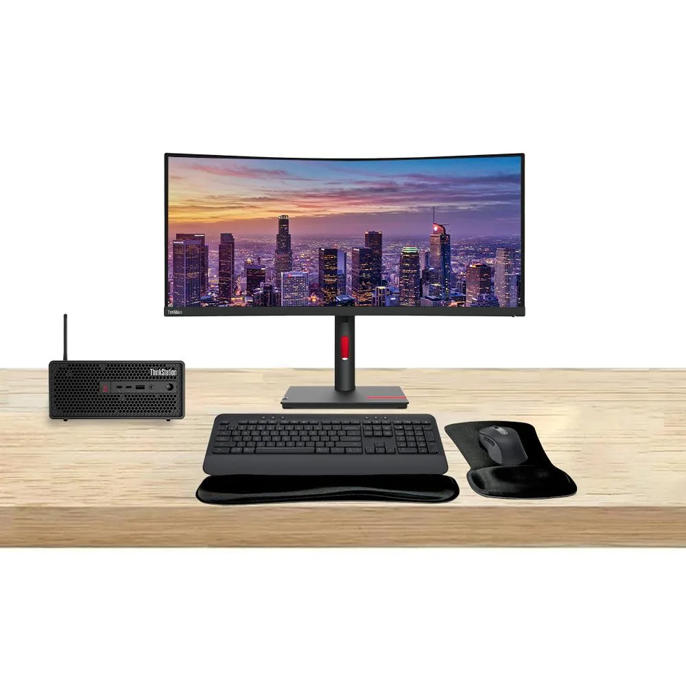 Lenovo Lenovo ThinkStation P3 SFF i7 32GB 1TB T1000 8GB ThinkVision T34w 34 MK650 — 제품 사진