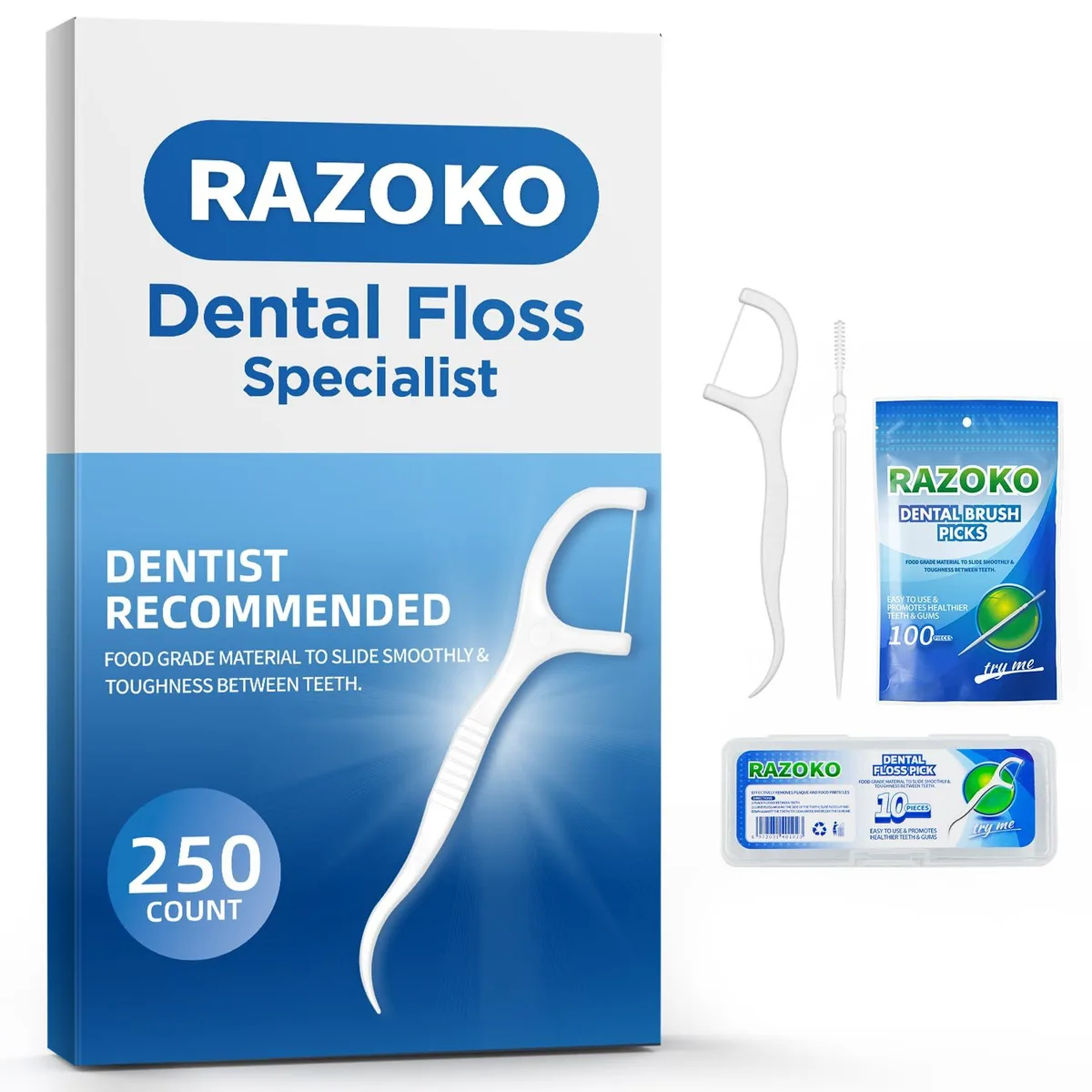  RAZOKO RO-250-DF-01 Oral Care 350ct Floss Picks &amp; Interdental Picks — product photo