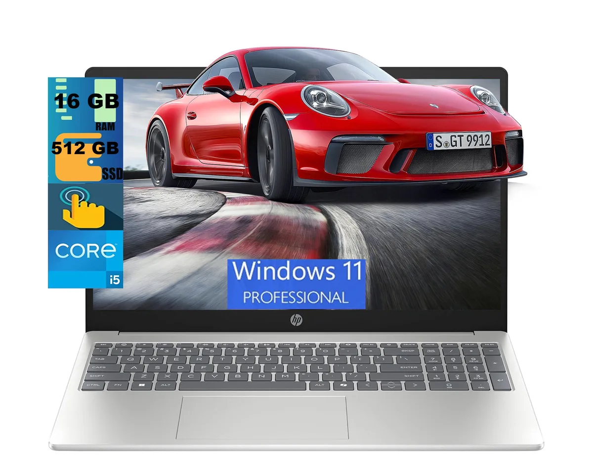 Silver 15.6 inch touchscreen laptop closed lid