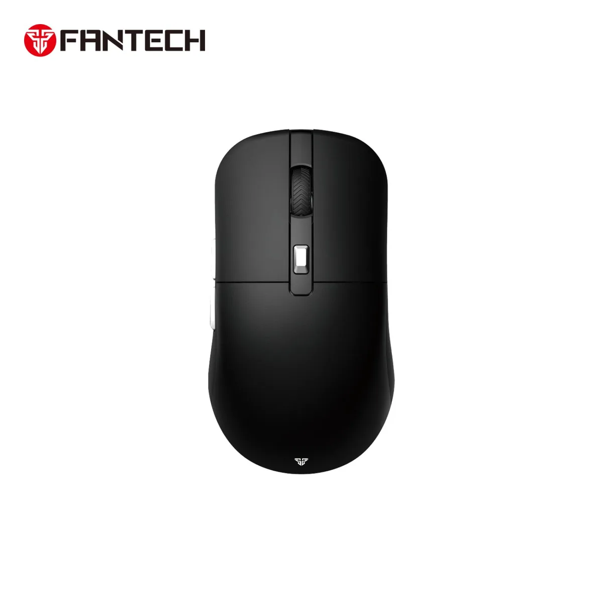 Black ambidextrous wireless gaming mouse with six buttons and USB-C cable