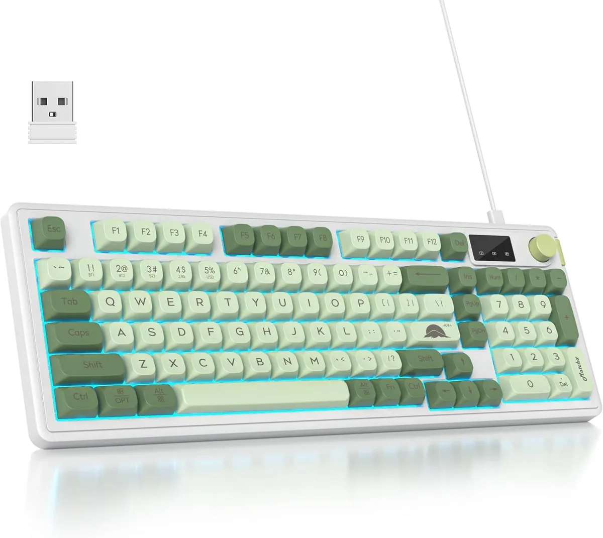 Matcha green 96% keyboard with rotary knob and number pad