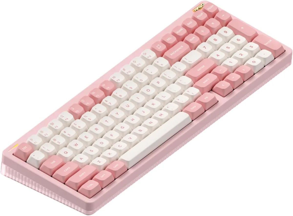 WISDUM WISDUM Halo96 V2 96% Hot-Swappable Gaming Keyboard Lemon Switches 55gf Pink — product photo