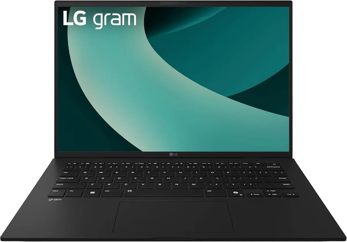 Black 14 inch thin lightweight laptop with backlit keyboard