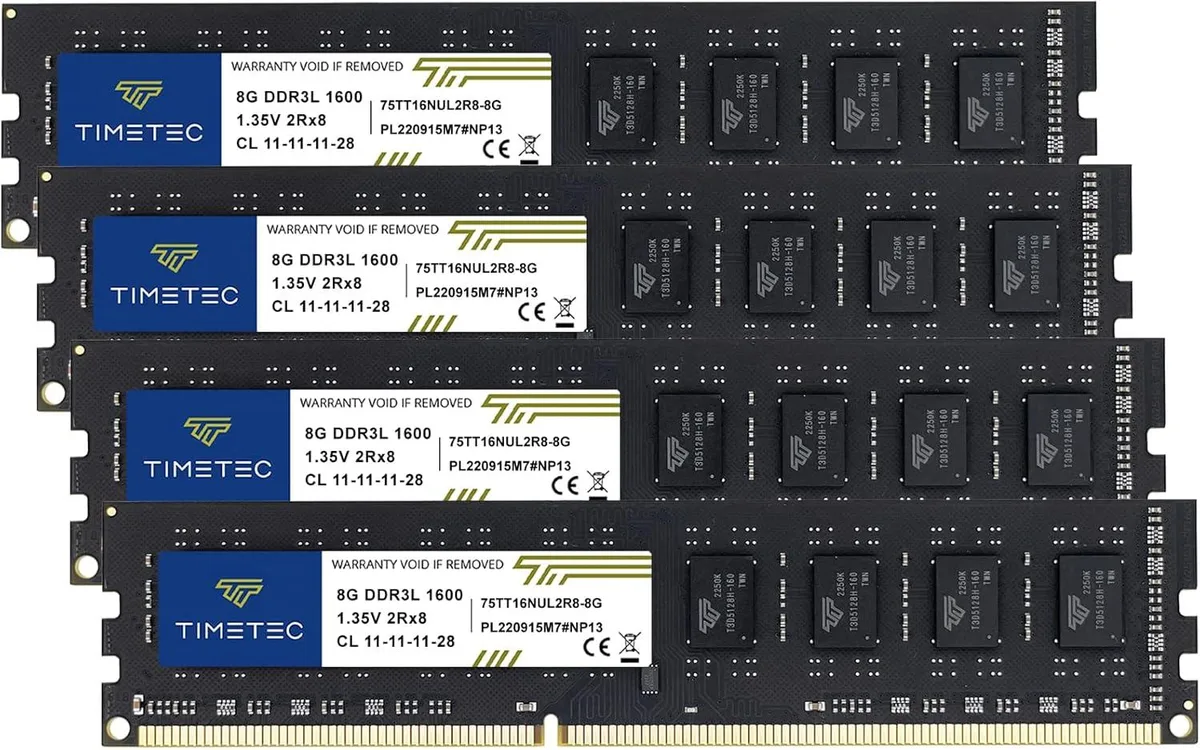 Timetec Timetec 32GB (4x8GB) DDR3L 1600MHz CL11 1.35V/1.5V 240-pin UDIMM desktop RAM — photo du produit