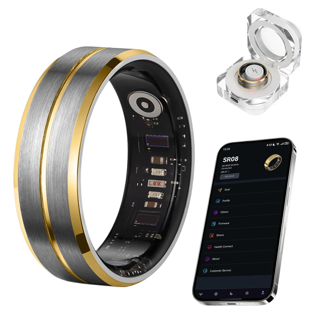  AMOVAN SR08 Smart Ring Black Gold #8 — ภาพสินค้า