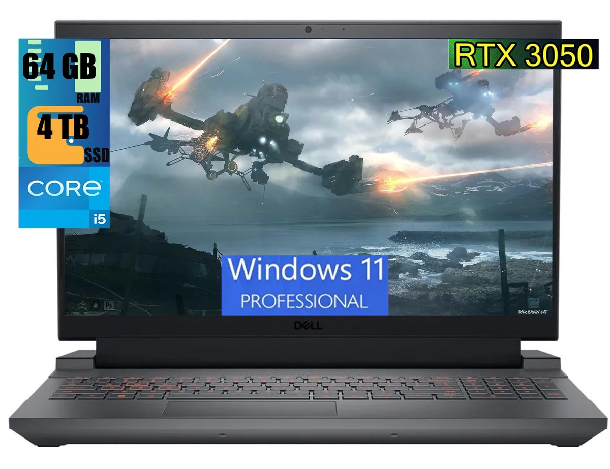 Black 15.6 inch gaming laptop with backlit keyboard