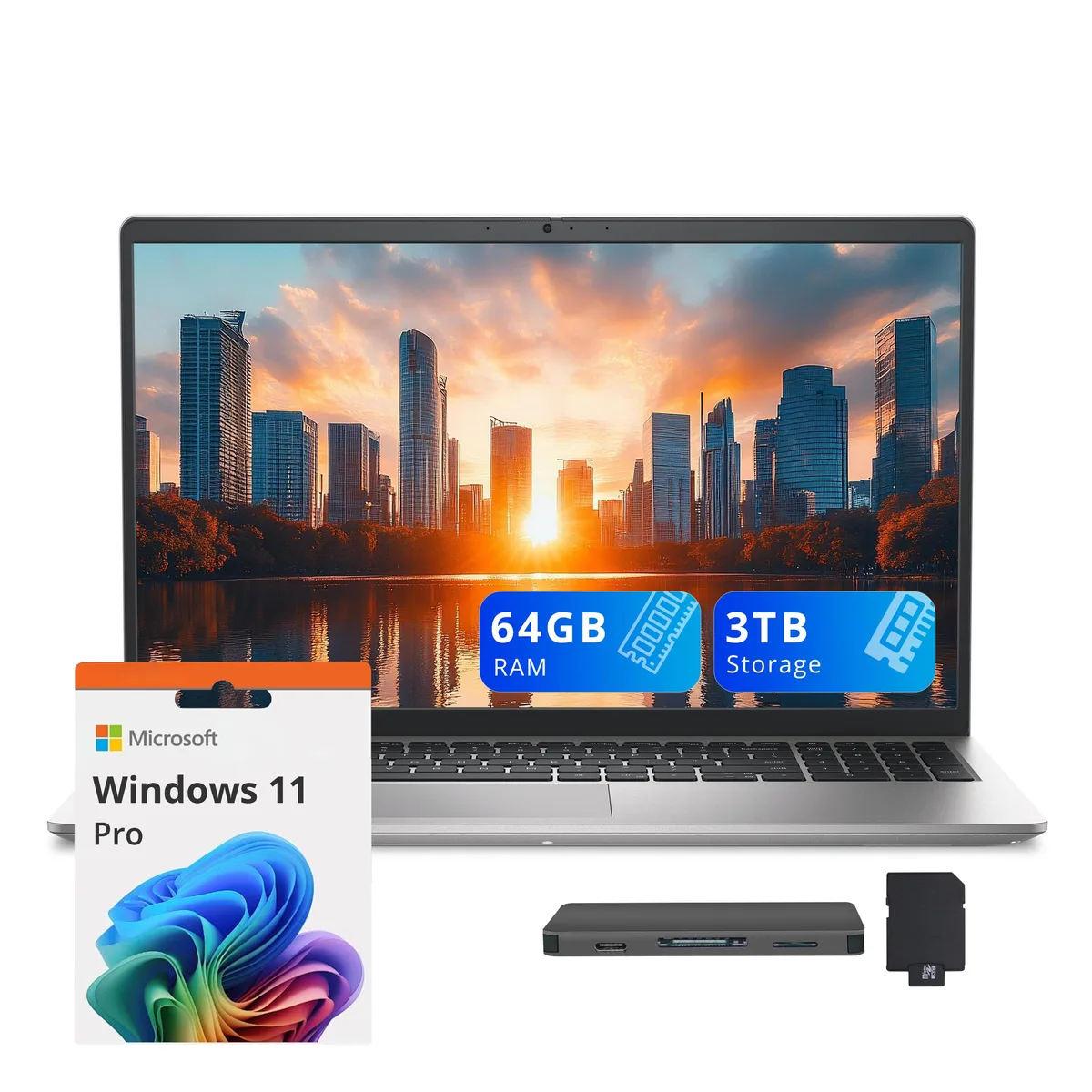 DELL DELL 15 15.6" FHD Business Laptop i7-1355U 64GB 2TB + 1TB Dock Silver — product photo
