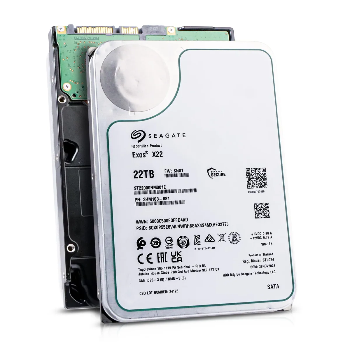 Silver 3.5 inch enterprise hard drive with helium sealed design