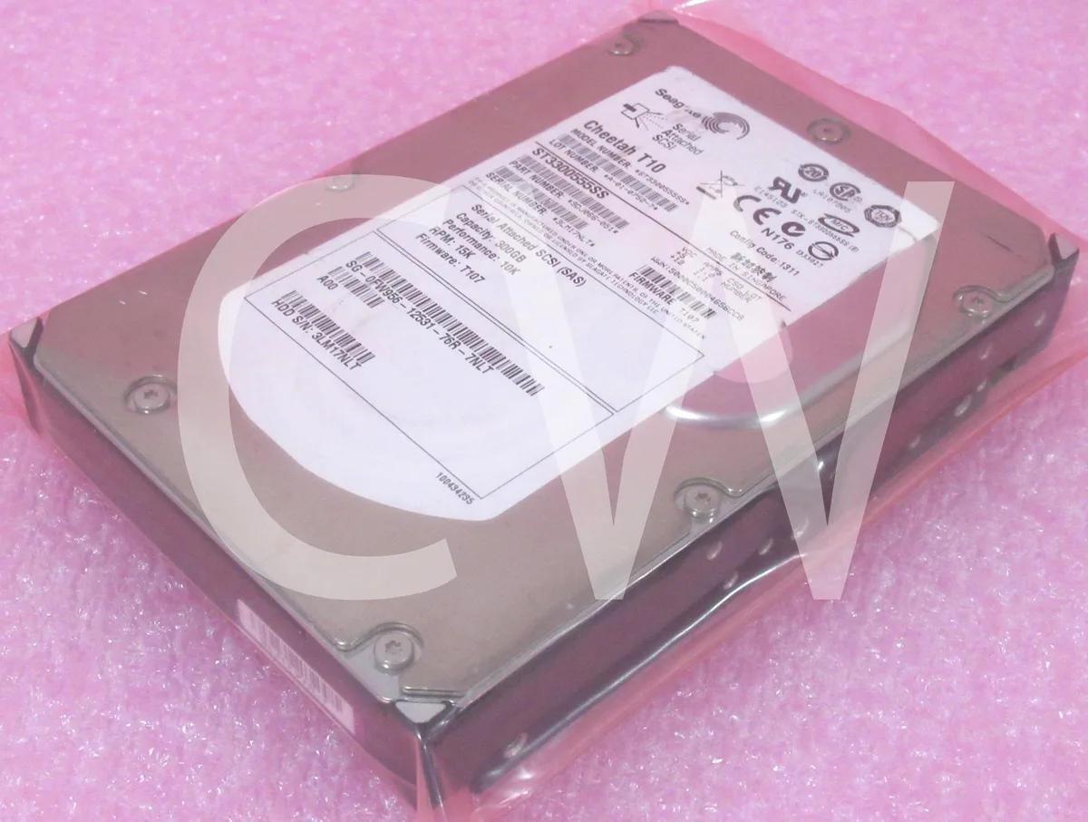 Silver 3.5 inch SAS hard drive with green circuit board