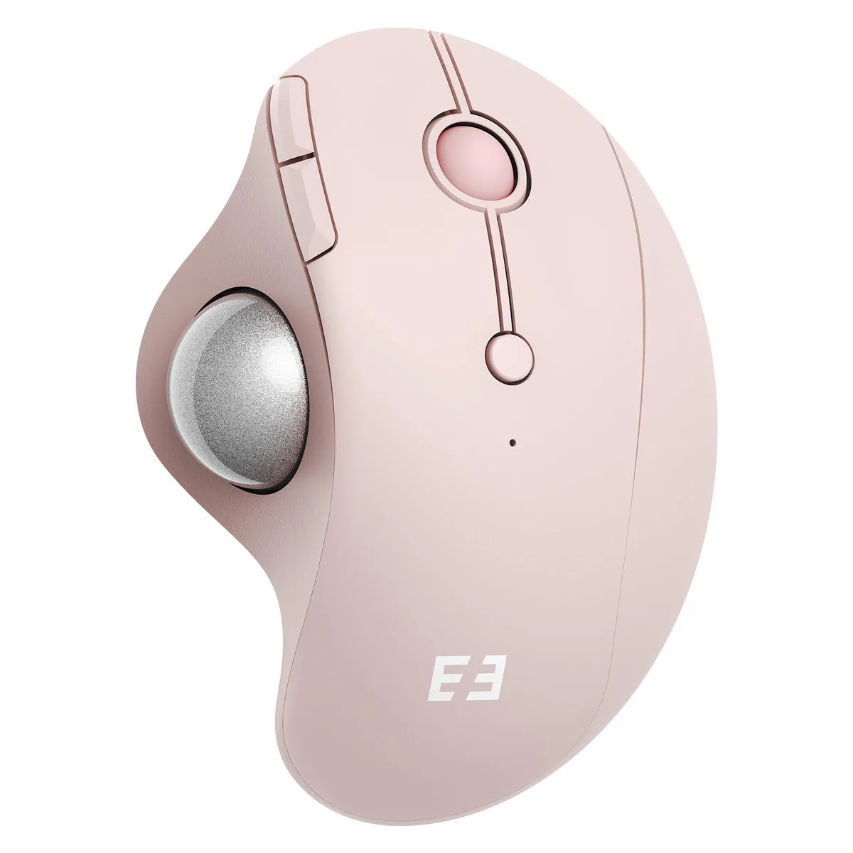 Rose pink ergonomic wireless trackball mouse with 16 buttons and thumb control