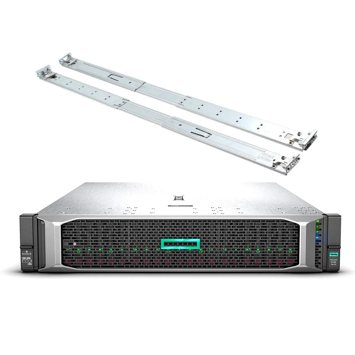 Silver 2U rack server chassis with eight 2.5 inch drive bays and rail kit