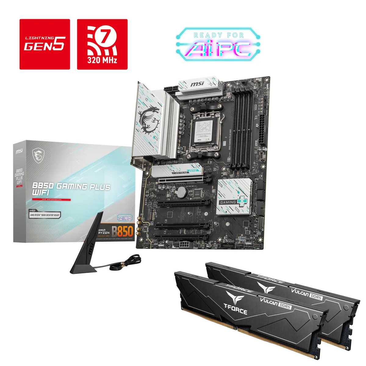 MSI MSI Kit AMD B850 I embedded solution motherboard memory combo 32GB DDR5 6000 AM5 — photo du produit