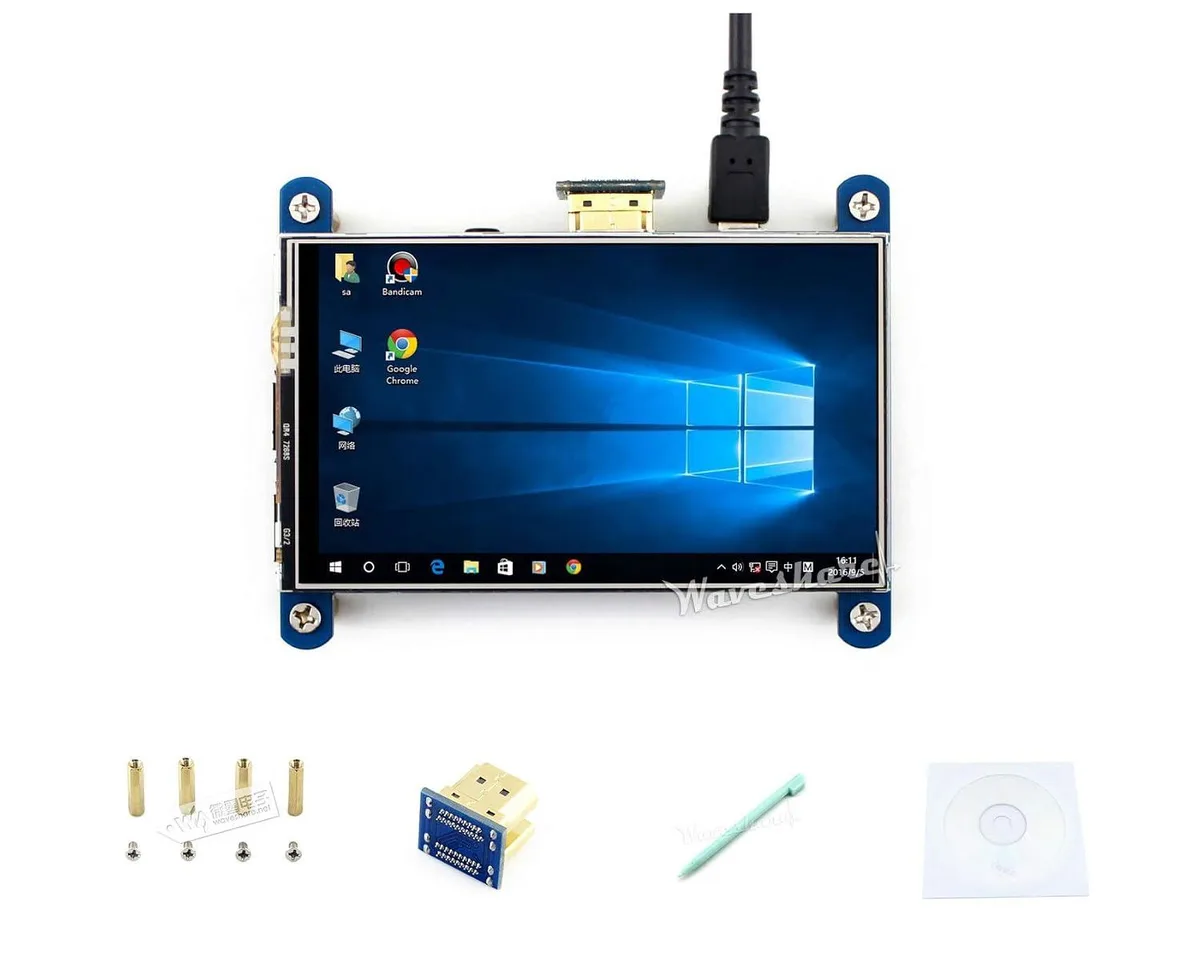 LORDWORLD LORDWORLD 4 inch Raspberry Pi HDMI LCD 800x480 Resistive Touch IPS Display Module — foto produk
