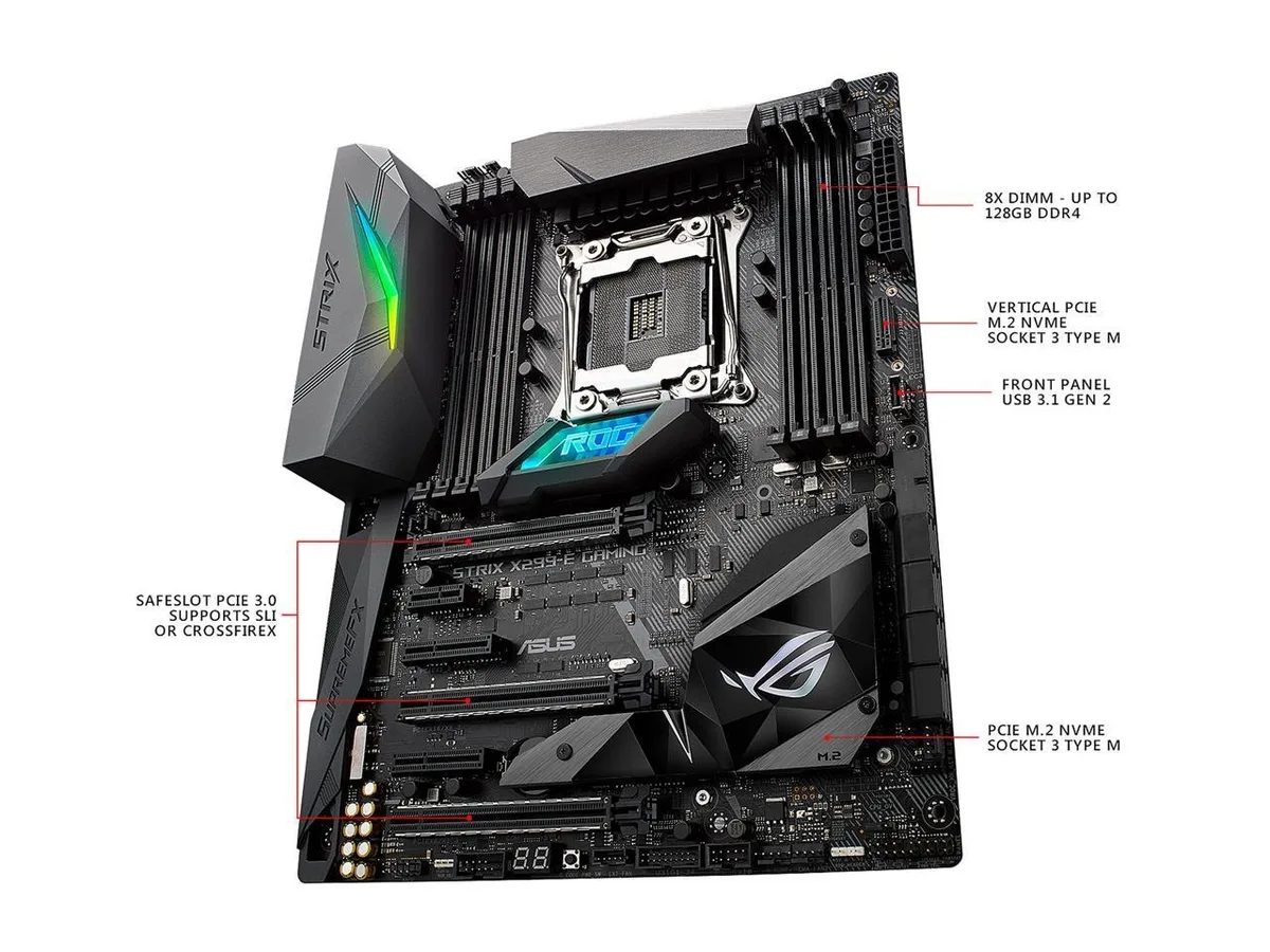 ASUS ASUS ROG STRIX X299-E GAMING LGA2066 DDR4 M.2 USB 3.1 802.11 WI-FI Intel motherboard — product photo
