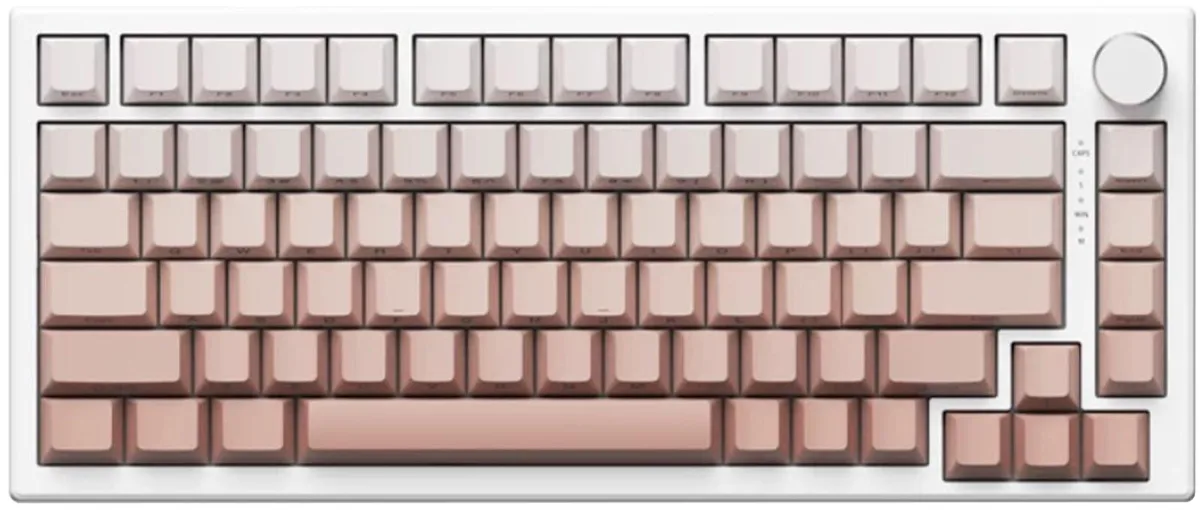 White 75% gaming keyboard with gradient side-printed keycaps and RGB lighting