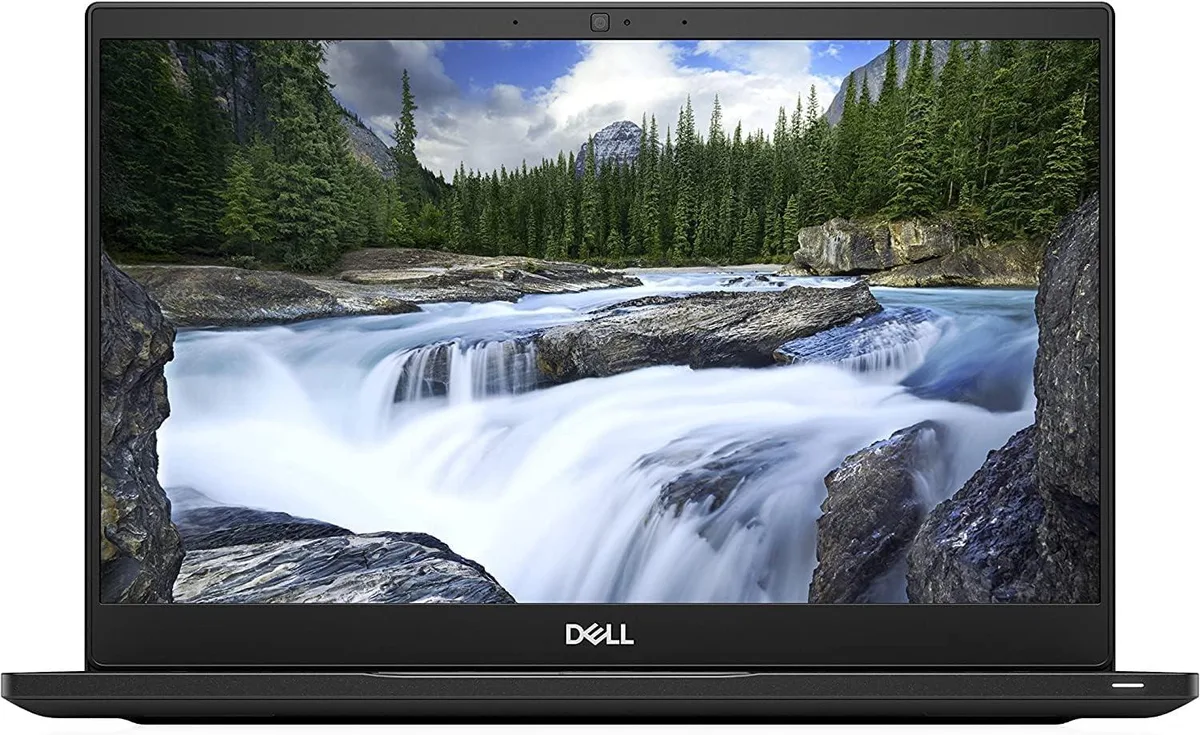 Black Dell Latitude 7390 13.3 inch laptop with minor scratches on lid