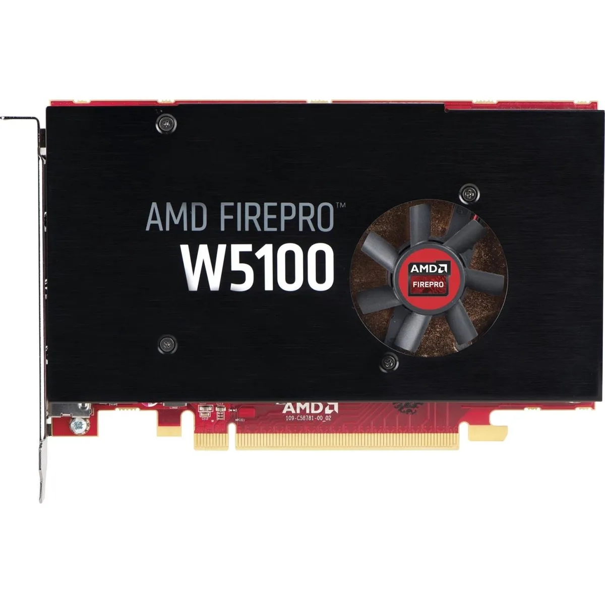 HP FirePro W5100 graphics card, full-height single-slot, matte black PCB with silver bracket