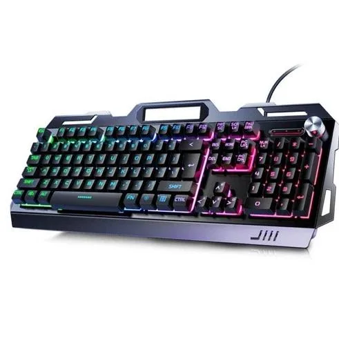 Black wired 104-key gaming keyboard with RGB backlighting and matching breathing-light mouse