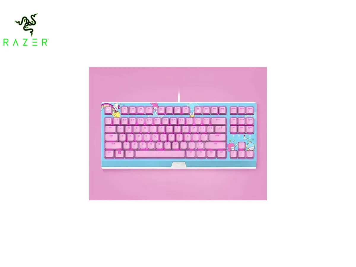 Corn Electronics Corn Electronics HelloKitty SANRIO Pink 87 Key Mechanical Gaming Keyboard — toote foto