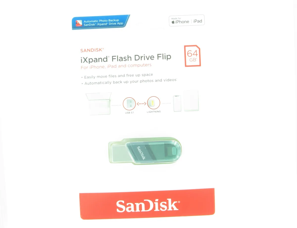 SanDisk SanDisk iXpand Flash Drive Flip 64GB USB 3.1 Lightning Silver/Blue — ürün fotoğrafı